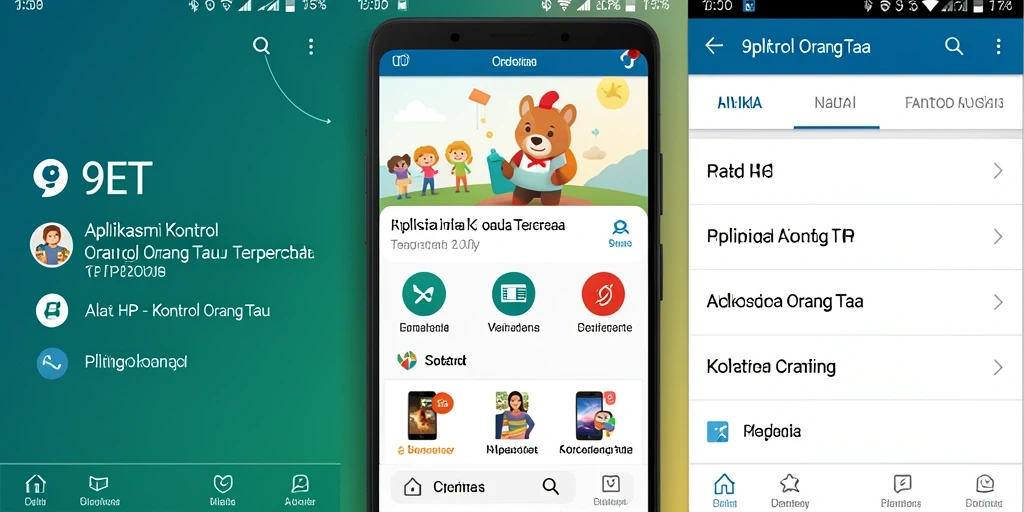 Antarmuka aplikasi 9ET menunjukkan berbagai fungsi kontrol orang tua.