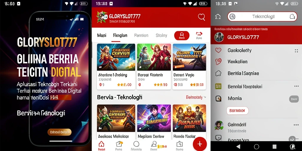 Antarmuka aplikasi GLORYSLOT777 yang user-friendly dan modern.