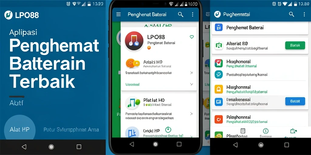 Tampilan antarmuka pengguna aplikasi LPO88 untuk penghematan baterai.