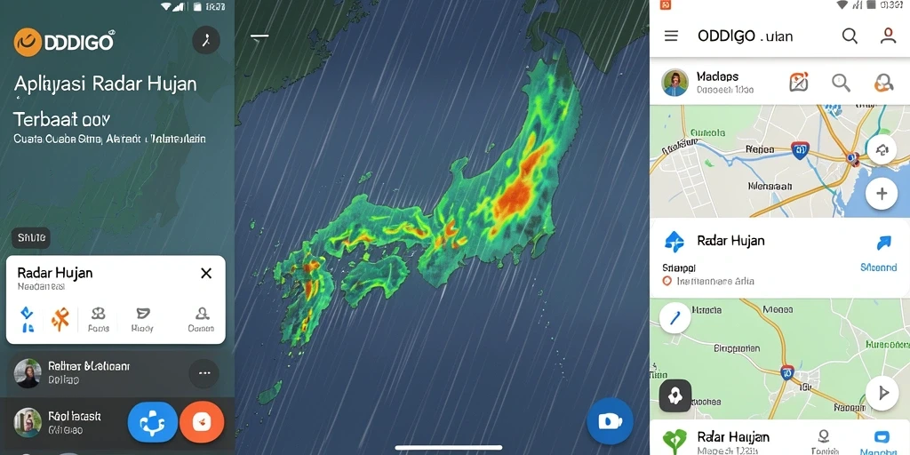 Antarmuka ODDIGO menampilkan peta radar hujan yang jelas dan informatif.