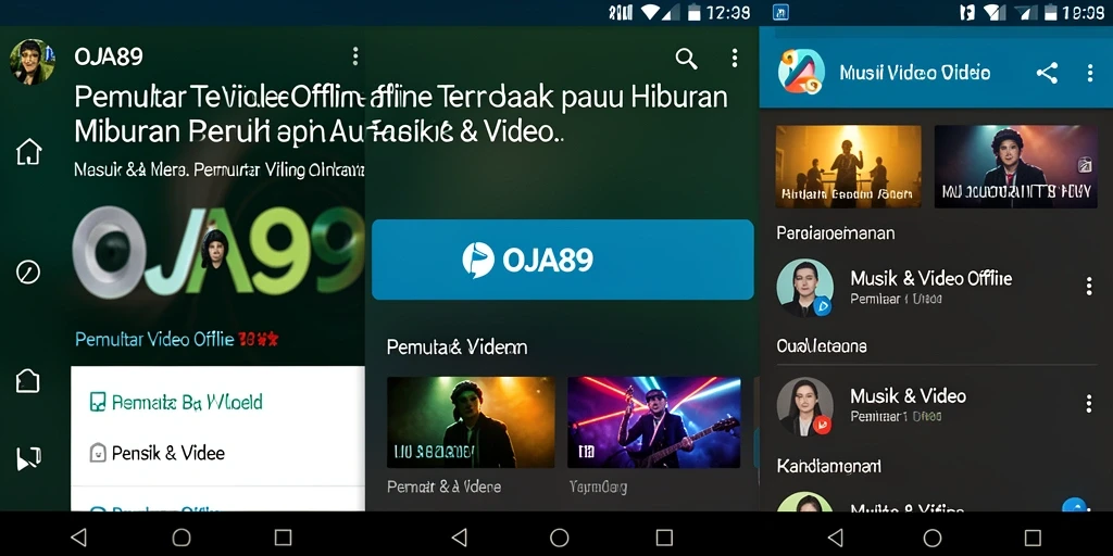 Antarmuka OJA89 menunjukkan berbagai fitur pemutar video offline yang mudah digunakan.