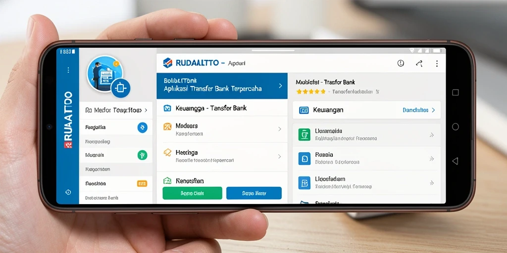 Tampilan antarmuka aplikasi RUDALTOTO untuk transfer bank yang sederhana.
